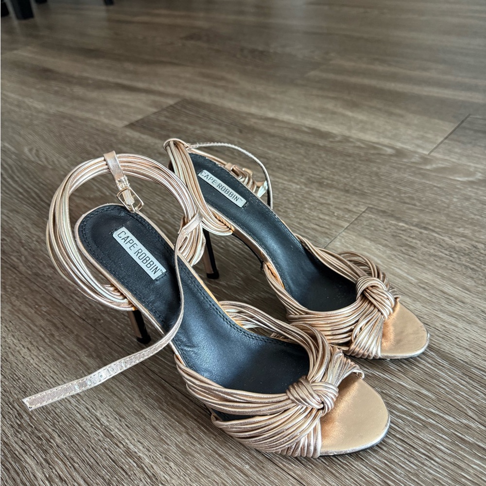 Cape Robbin Women's Metallic Gold Knotted Heels